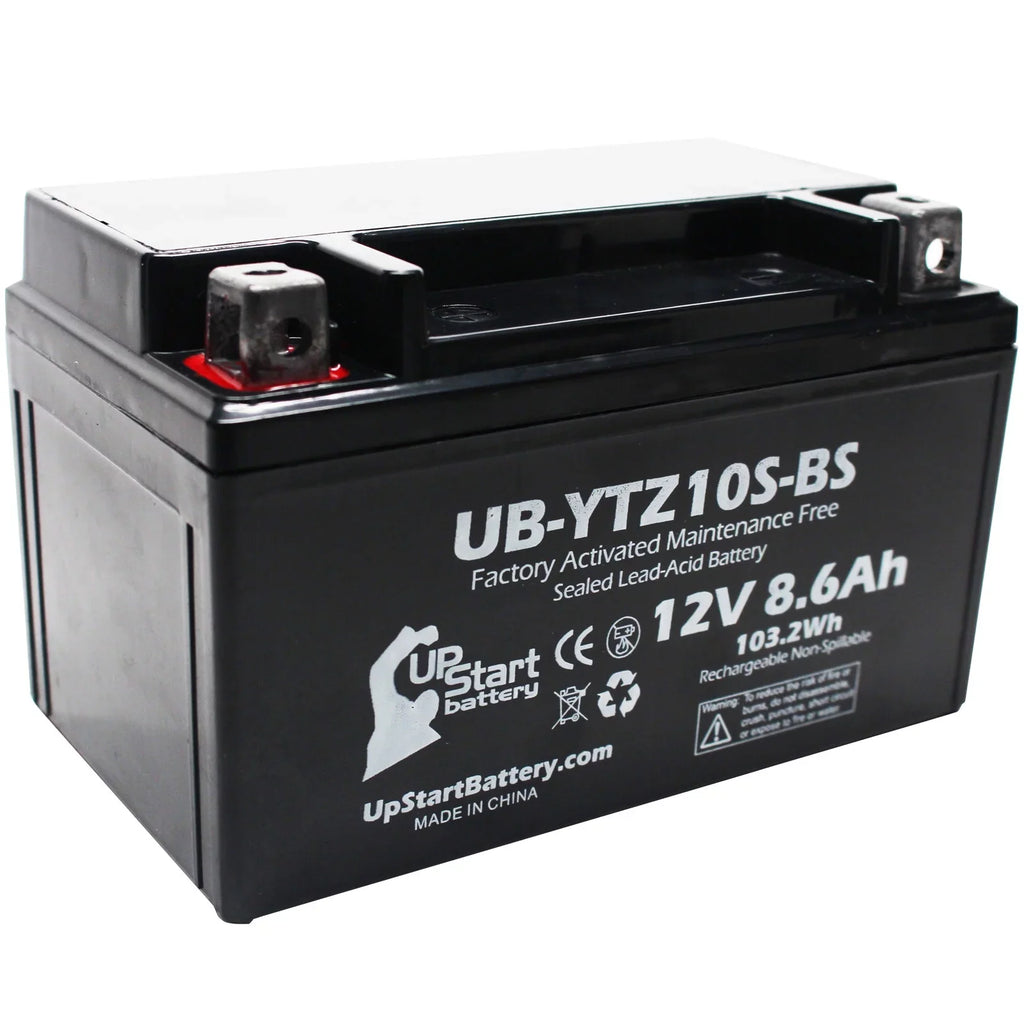 Motorcycle R6S) YZF-R6 600CC Battery UB-YTZ10S-BS Yamaha Free, 2011 Replacement 12V, (excl. - Maintenance Factory Battery UpStart 8.6Ah, Activated,