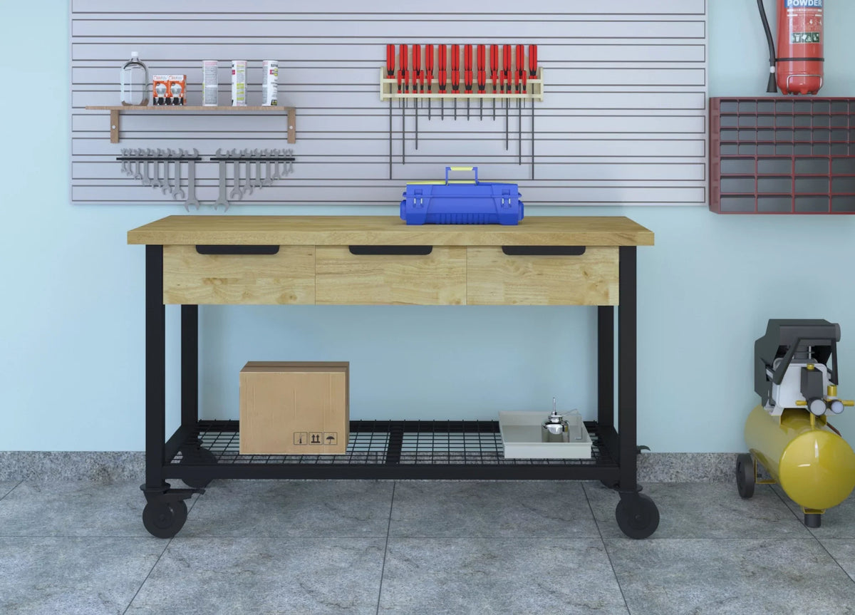 & Industrial 62" Rove Wood Metal Workbench