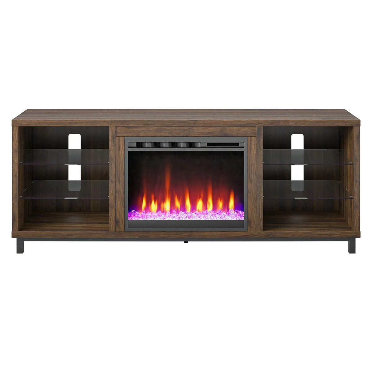 in up Deluxe Fireplace Stand TVs Ameriwood Black Home Lumina 70" to TV for