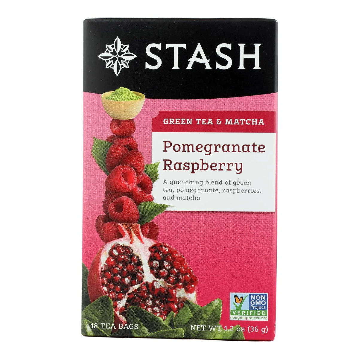 Tea Case With Of - - 18 Tea Stash 6 Bags Green Pomegranate Matcha Raspberry