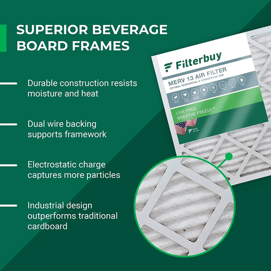 13 Air Filterbuy HVAC AC MERV (6-Pack) Filters Pleated 10x18x4 Furnace