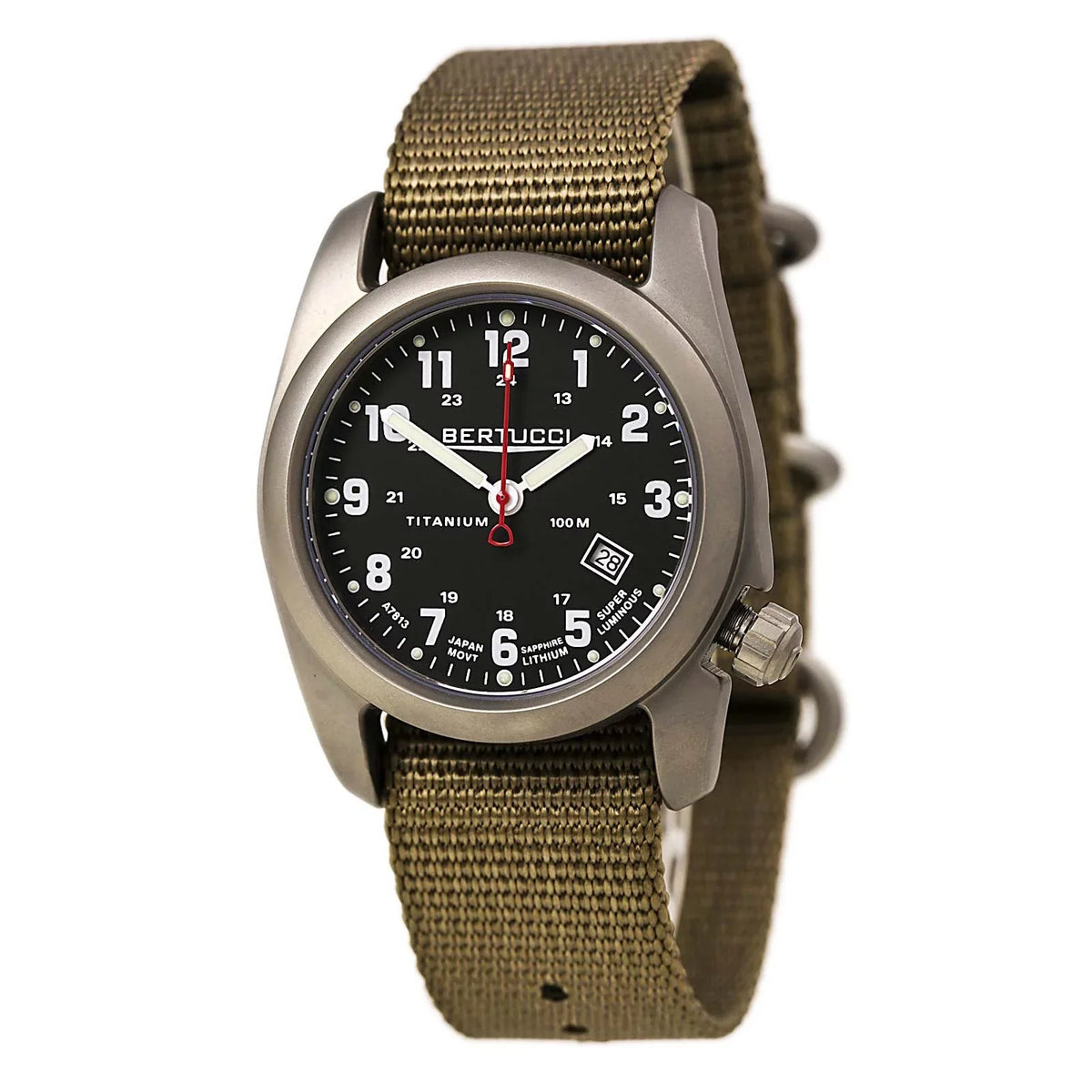 Original Titanium Beige Nylon Classic Strap Mens - - Dial Watch A-2T 12724 - Analog Black