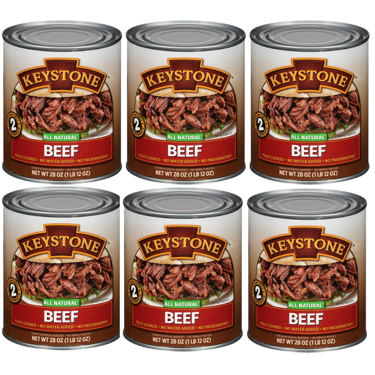 Long Cans Keystone Food Life Meats 28 Natural Canned Shelf Ounce ✅ Camping Beef All Emergency ✅ (6 Pack)