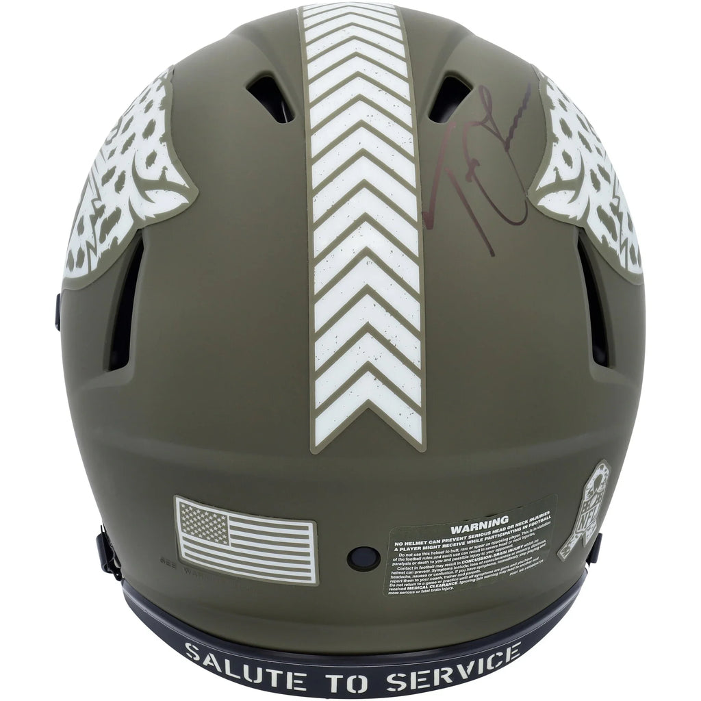 Service Authentic Lawrence Trevor Autographed Salute 2022 Jacksonville Helmet Riddell Jaguars Speed To