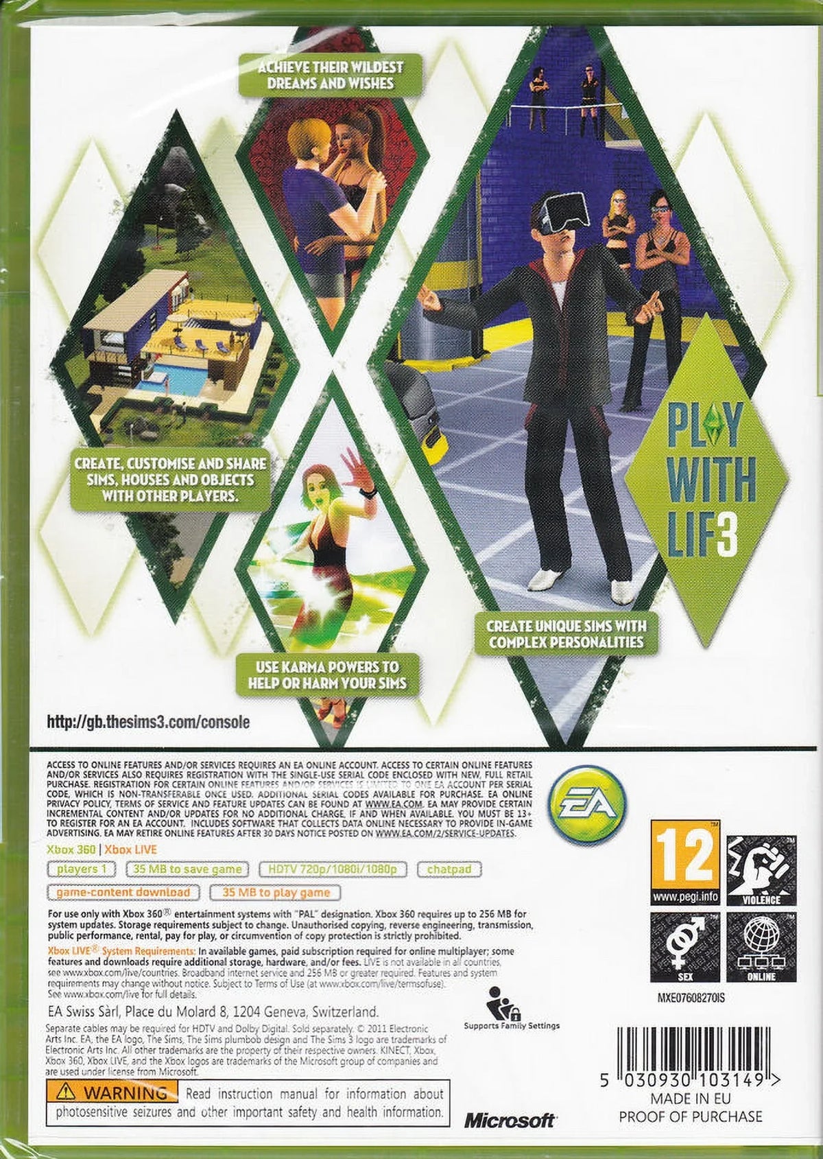 3 Sims 360 Factory Sealed New Brand Xbox The