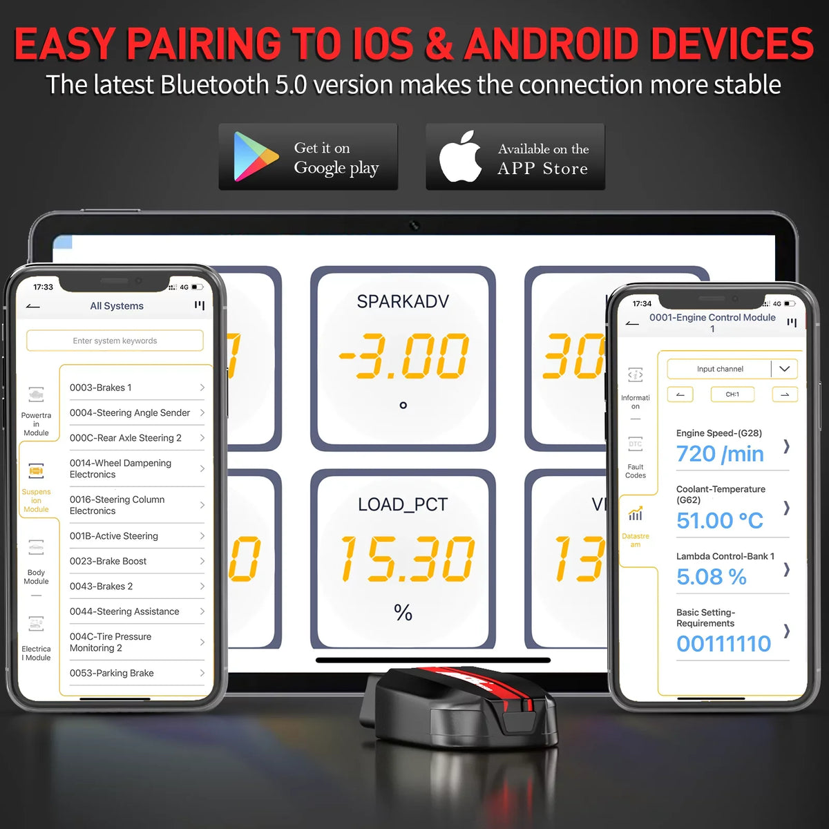 Ancel Seat Code Car Audi OBD2 Tool Fits EPB Skoda Vehicles Check Scanner VAG Scanner Scan Bluetooth Reader Reset Reset Oil Wireless Learning Automotive for VW BD500 All Systems Diagnostic Throttle
