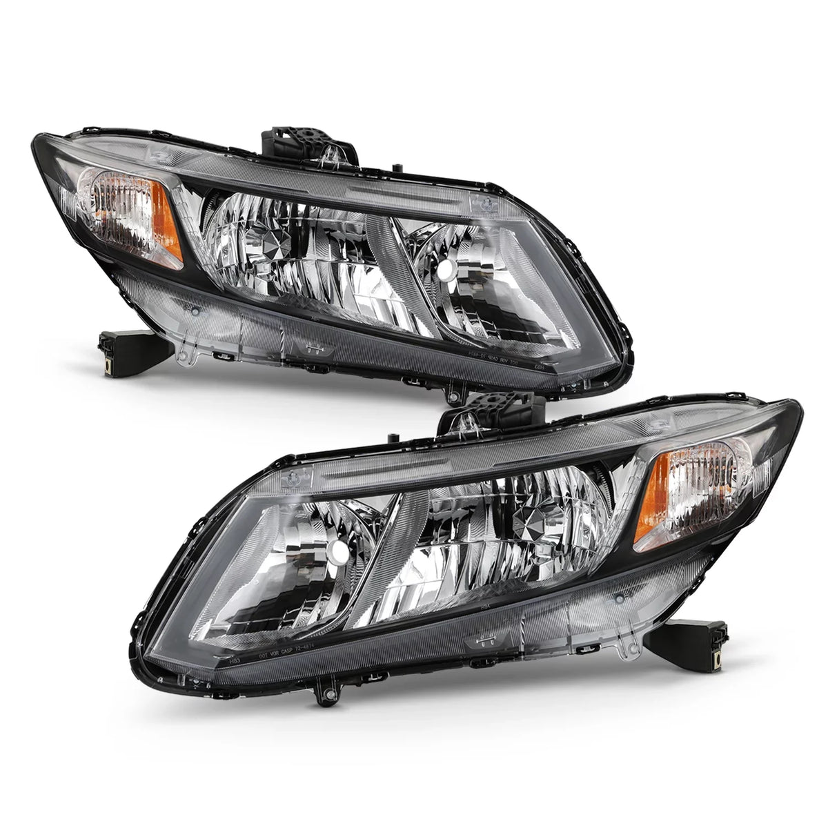 Fits Coupe - Headlamps Honda 2012 2013 Pair Chrome Sedan 2014 12-13 2015 [Halogen Left+Right AKKON Civic Type] Headlights