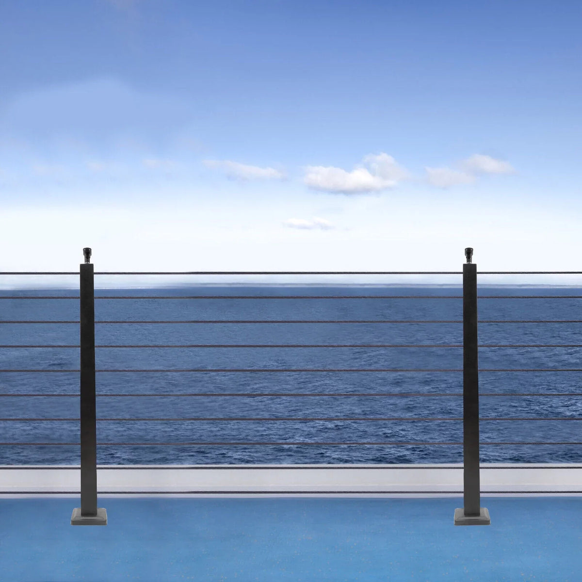 Level Cable Level 36''x2''x2'' Fence Stainless Post for Cable Square Concrete System Deck Two Post Sides Railing Railing Steel Wood Pre-Drilled