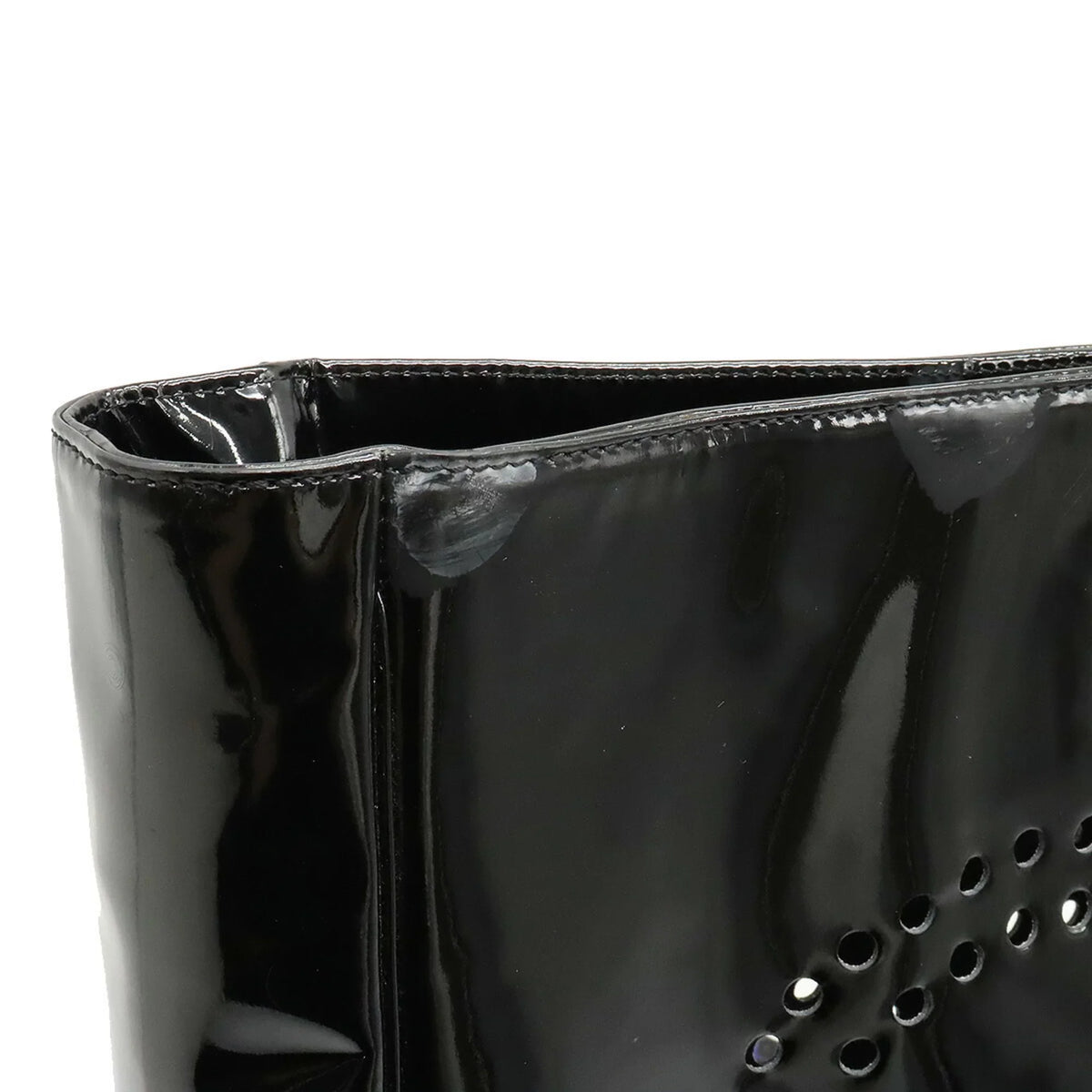 handbag black triple coco here (Good) Pre-Owned punching mark enamel