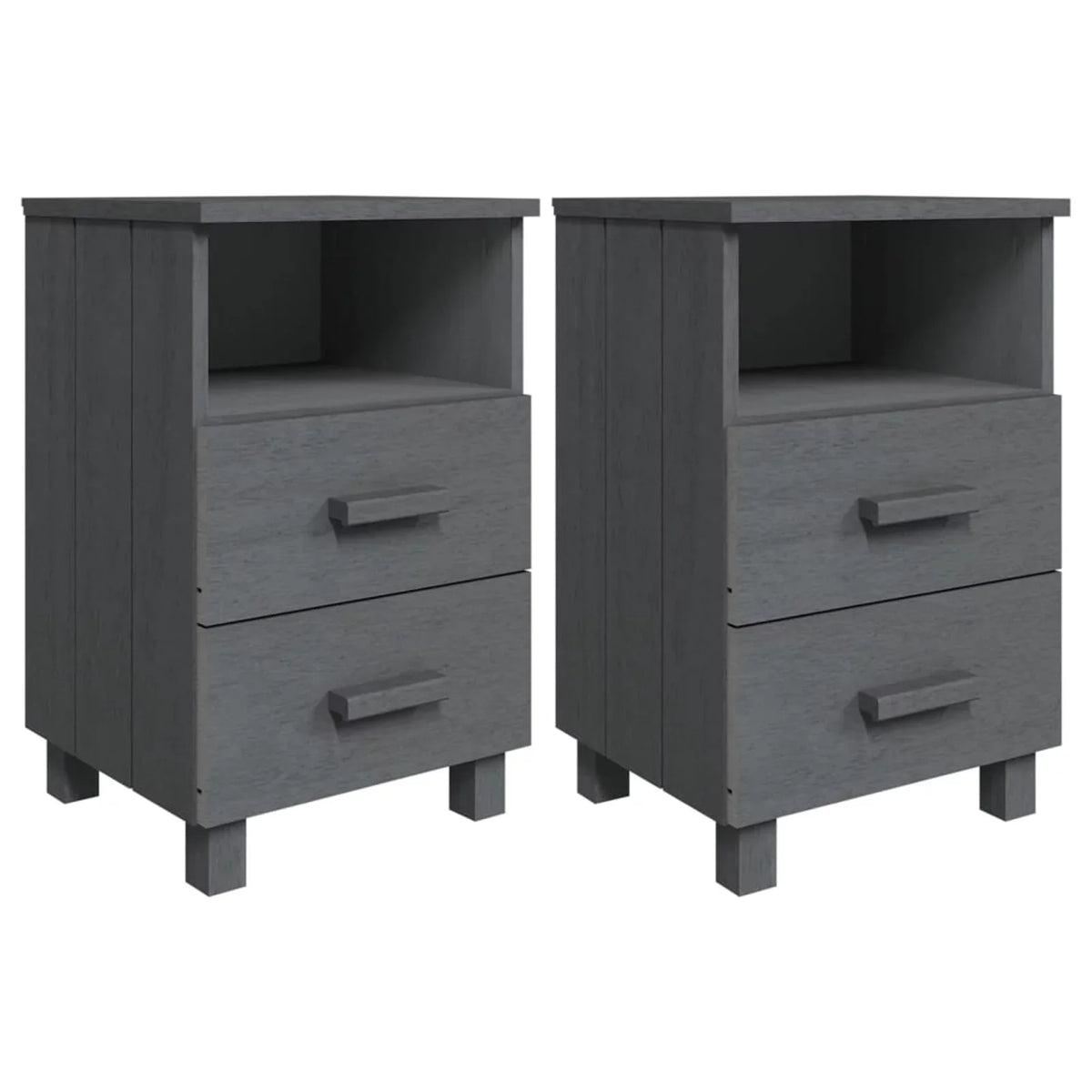 Irfora Dark 15.7"x13.8"x24.4" Wood Bedside pcs Solid Cabinets 2 Gray HAMAR