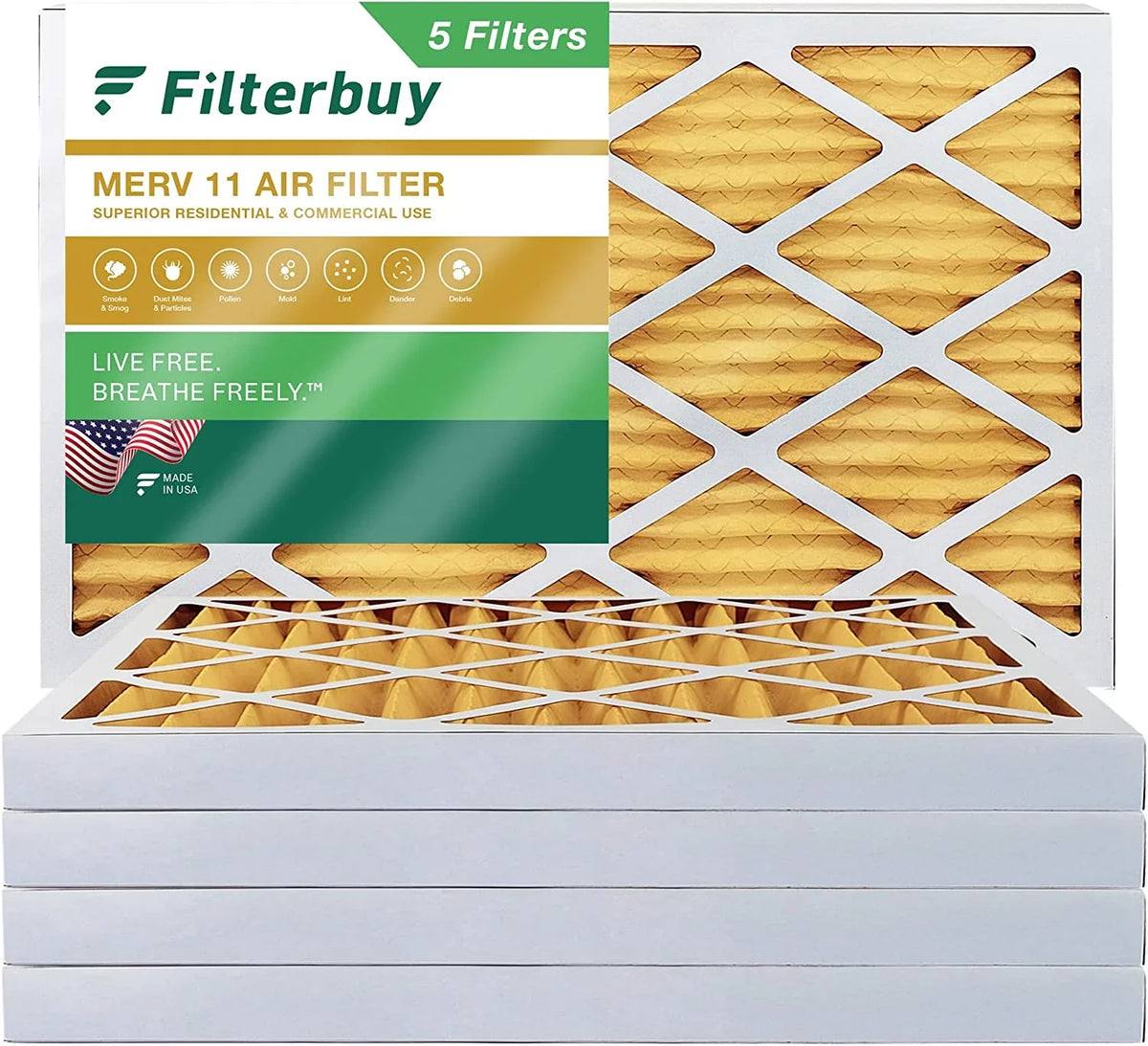 20x32x2 Filterbuy (5-Pack) HVAC 11 Furnace Pleated Filters AC MERV Air