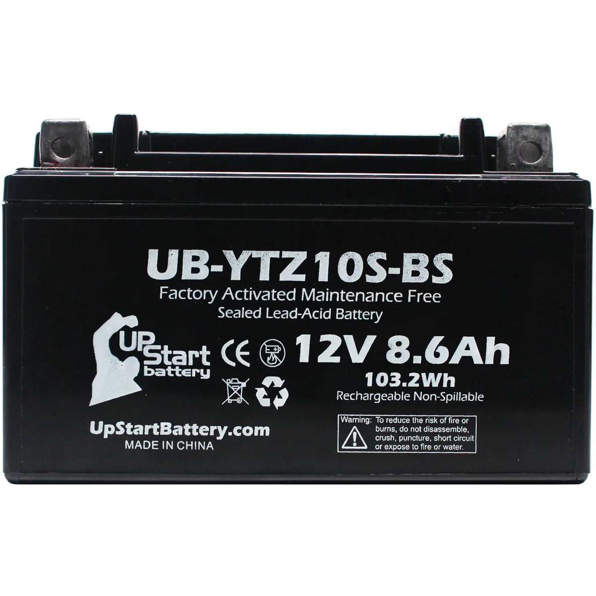 12V, Activated, UB-YTZ10S-BS Battery Battery Yamaha 8.6Ah, 2011 Replacement for Free, 1000CC YZF-R1 Maintenance UpStart Motorcycle 5-Pack Factory -