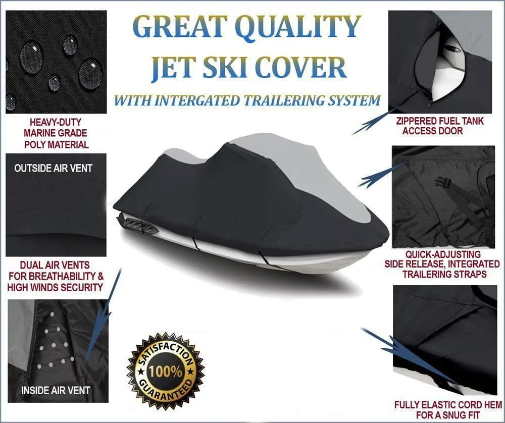 SLX Cover Jet 1996 1998 1995 PWC Trailerable 1-2 Seater SUPER JetSki Black/Grey 1999 for HEAVY-DUTY Cover 2000 Ski Polaris 1997 2001 Compatible