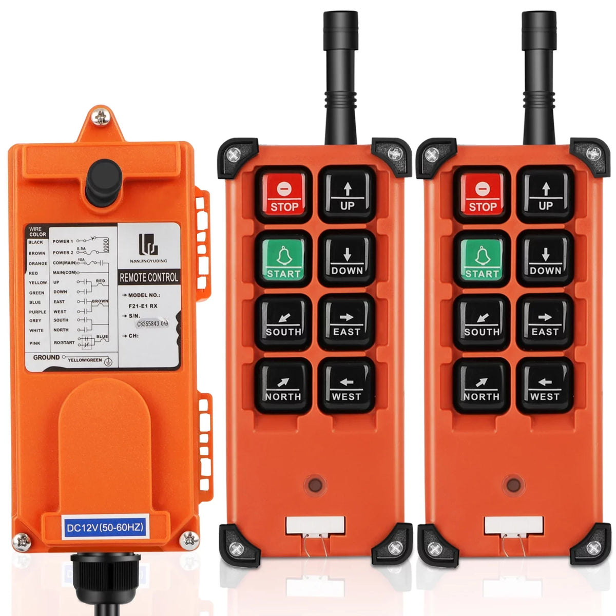 12V Overhead 1 Remote Hoist 8 Transmitter Electric Crane Control Buttons Radio Winch Bridge Switch 2 Crane Receiver Tower DC Industrial Crane Wireless + Lift