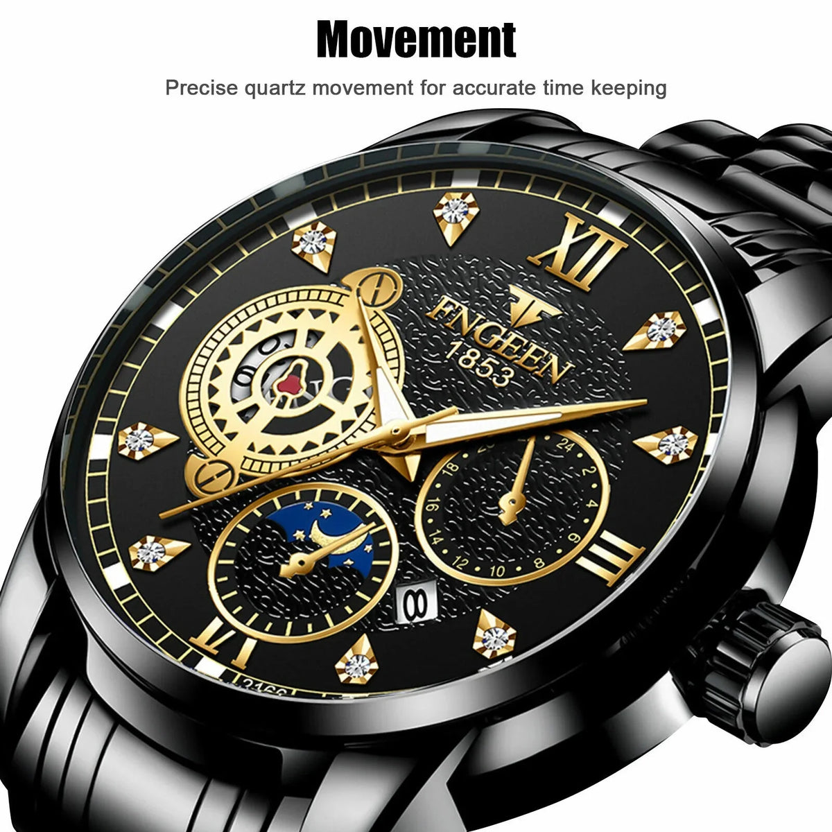 Watch Classic Wristwatch Quartz Luxury Steel Waterproof Men's Stainless Luminous