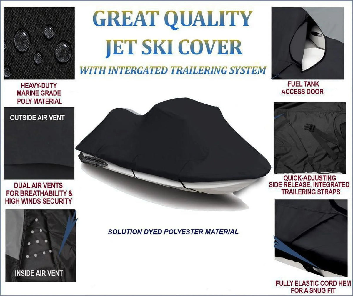 2004 2002 Compatible 2001 PWC for DENIER Ski JetSki BLACK 2000 2003 600 Virage Cover Polaris Cover Jet