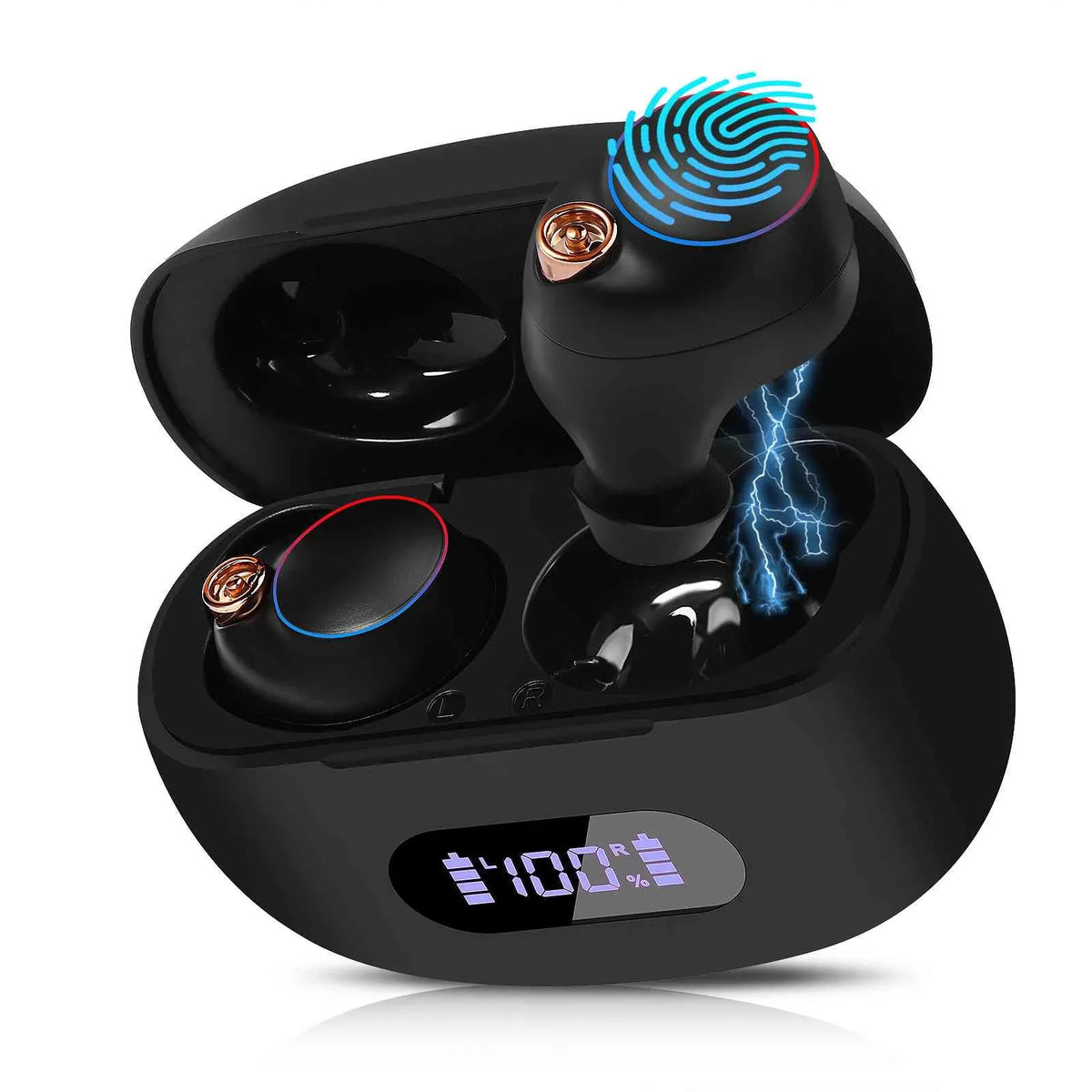 Bluetooth Smart IPX5 5.2 Resistance, Case, Lenovo Compatible True Tab Boost Wireless Earbuds Bluetooth Bass Connect, UrbanX Charging with liquid Balanced, Dual Connection, Black, + Yoga