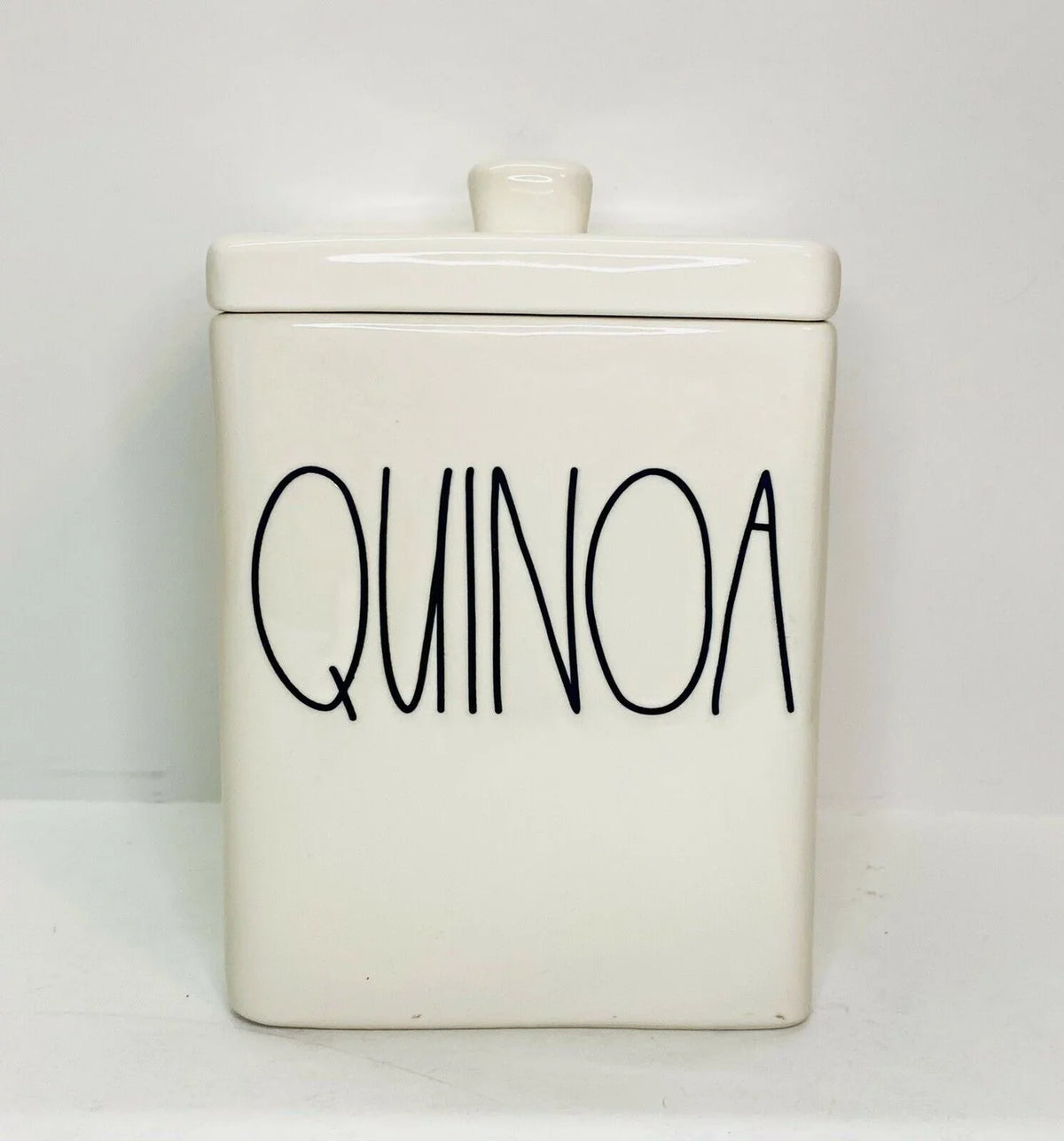Ceramic Dunn LL Lid by QUINOA Magenta Canister Square Rae Letter with