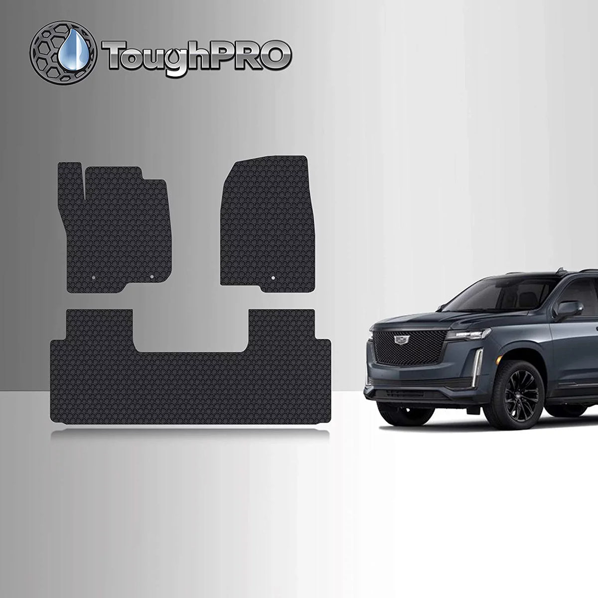Set Heavy All with 2021 (Made ESV - TOUGHPRO Accessories Duty in - - (Front Compatible Mat USA) climate 2nd Cadillac Row) - Row Floor + Escalade
