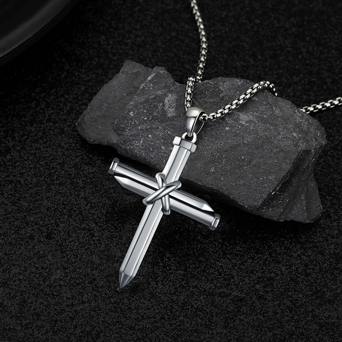 Christian Gifts Cross Charm Men Jewelry 925 Necklace Graduation Midir&Etain Solid Silver Cross Necklace for Cross Sterling Boys Religious Nail Pendant