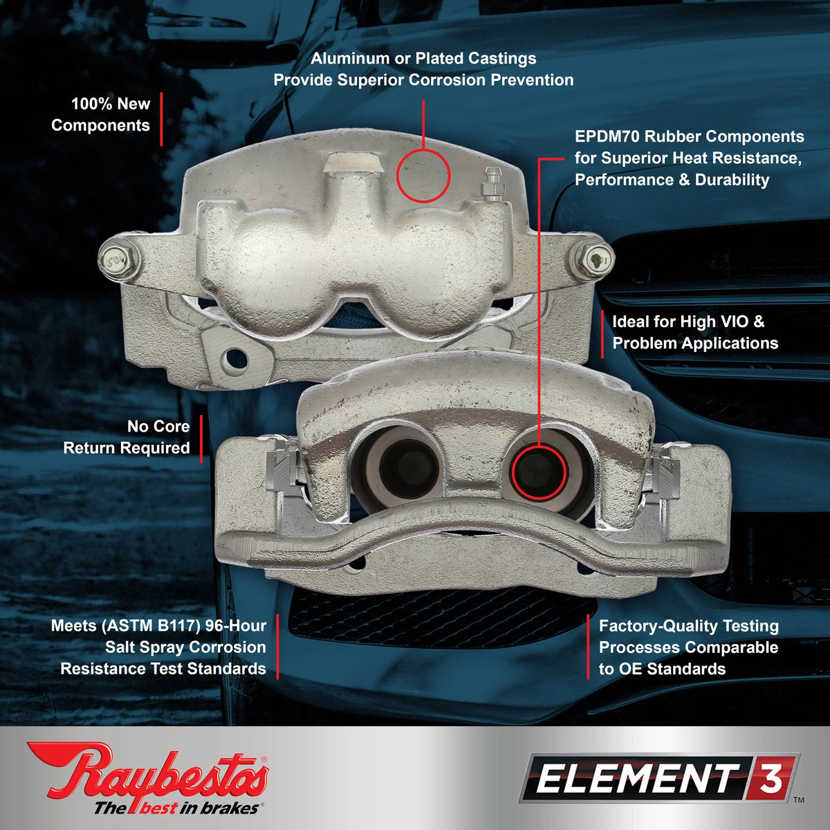 Element3 CHEVROLET MALIBU, Plated MALIBU 2016 LIMITED CHEVROLET 2014-2016 New Raybestos Calipers select: Fits