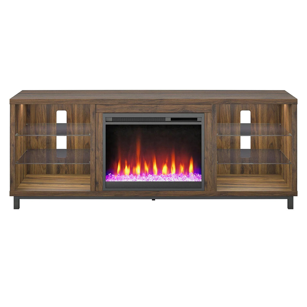 in up Deluxe Fireplace Stand TVs Ameriwood Black Home Lumina 70" to TV for