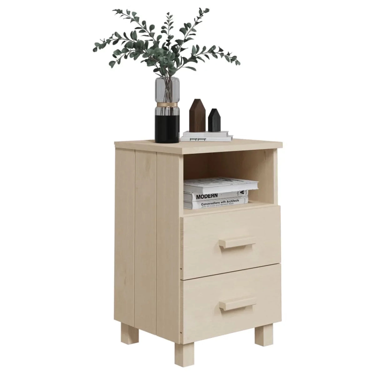 Pine Wood Solid Brown Htovila 15.7"x13.8"x24.4" Cabinet Bedside Honey HAMAR