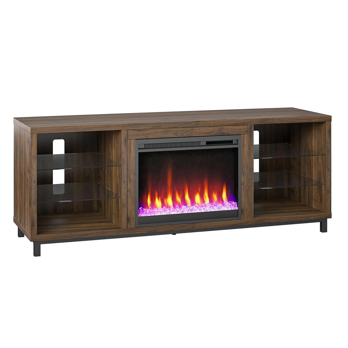 in up Deluxe Fireplace Stand TVs Ameriwood Black Home Lumina 70" to TV for