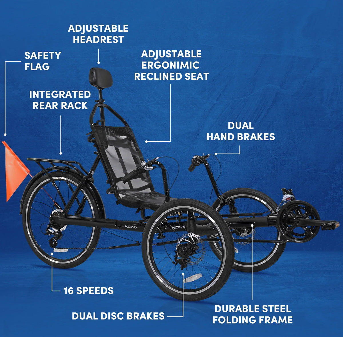 Recumbent Nova Unisex Black 24-inch Bicycles Bike,