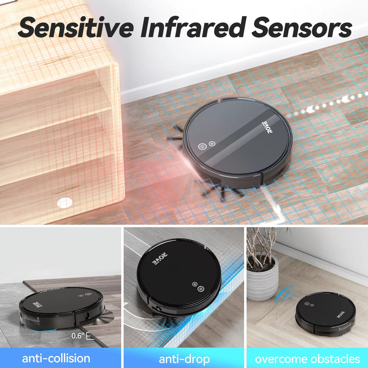 Self-Charging, Automatic & Care, Pa Suction Robot Carpet Hard Robotic Sweeper 2600mAh Life for 2000 Cleaner, 600ML Pet Dustbin, Strong Low Rove with Ideal Battery Pile and Vacuum Floor