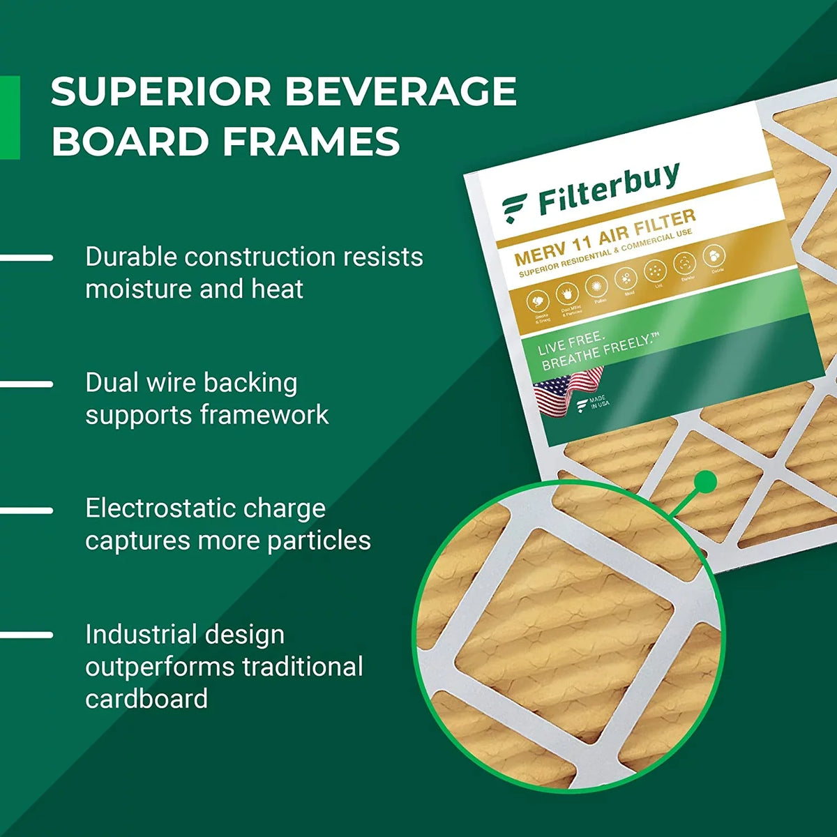 14x20x1 Air AC Furnace HVAC (4-Pack) MERV Filterbuy Pleated 11 Filters