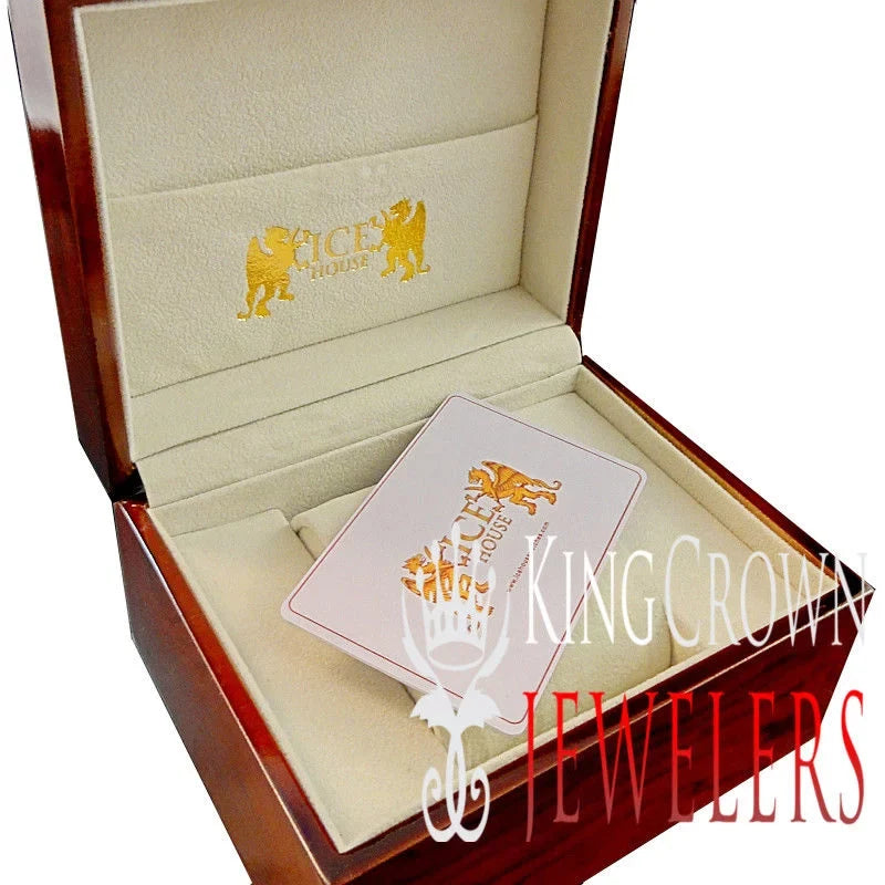 Khronos Gold Full Diamond Iced Men's Rose W/Date Flower Watch Bezel Face 14k Band Real Tone Out Big
