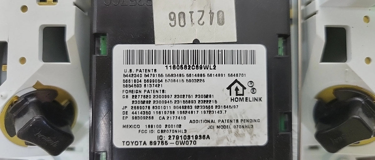 Overhead (Good) Roof Garage 2006 06 with Opener Pre-Owned OEM Highlander Console Door