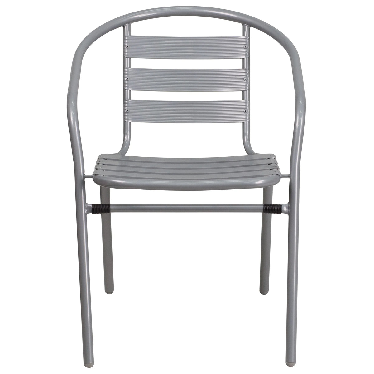 with Restaurant Slats Flash Chair Aluminum Furniture Stack Pack Metal Silver 4