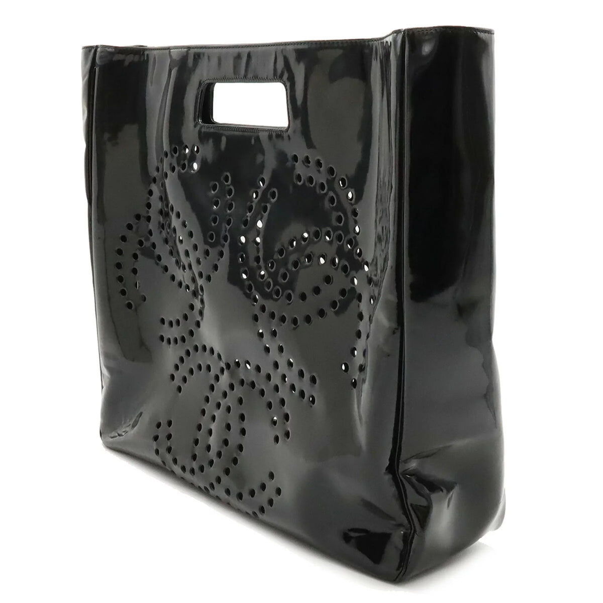 handbag black triple coco here (Good) Pre-Owned punching mark enamel