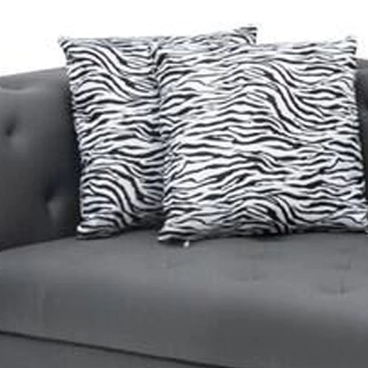 Leather Sofa, Benjara Tufted, Vegan Seater Inch Button Ella Faux Gray Deep 120 4