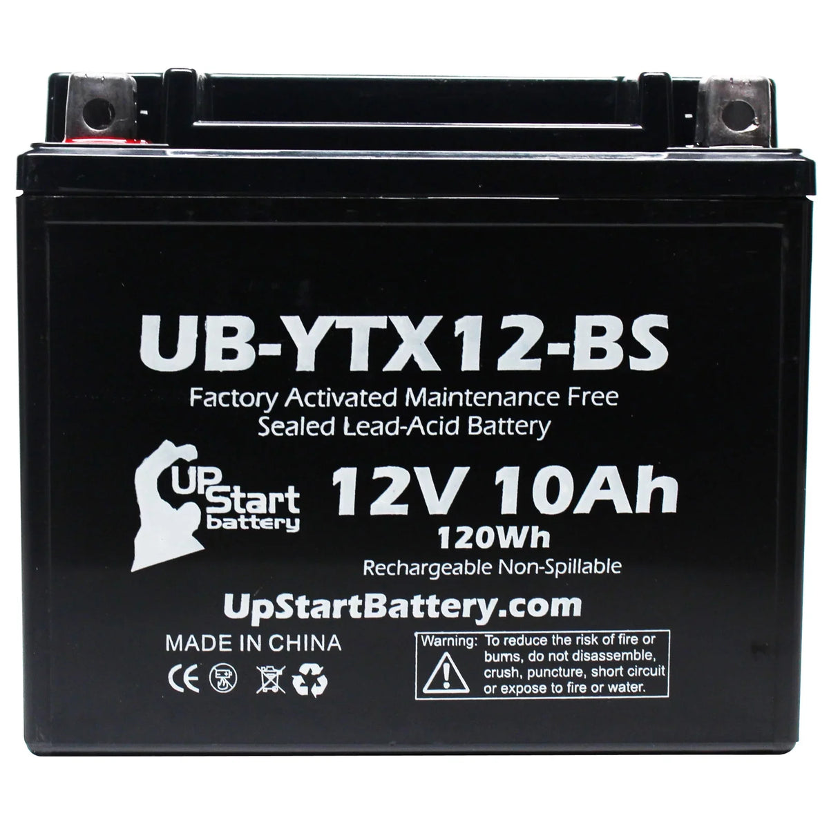 CC 12V, for Motorcycle Battery UpStart 3-Pack Replacement UB-YTX12-BS GSX-R1000 Factory Activated, 2003 10Ah, Battery - Free, Maintenance 1000 Suzuki