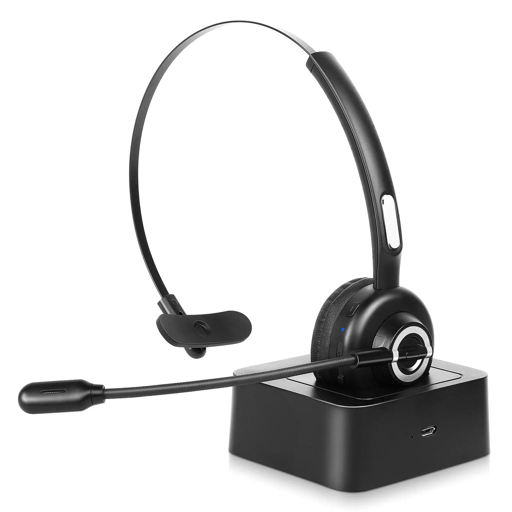 Headset Microphone, for Wireless Wireless Headset Noise Charging G61 Phone Headset, Dock Function Bluetooth with with Mic UX-M97 BLU Comfortable Mute Charging Base With Cell Isolation