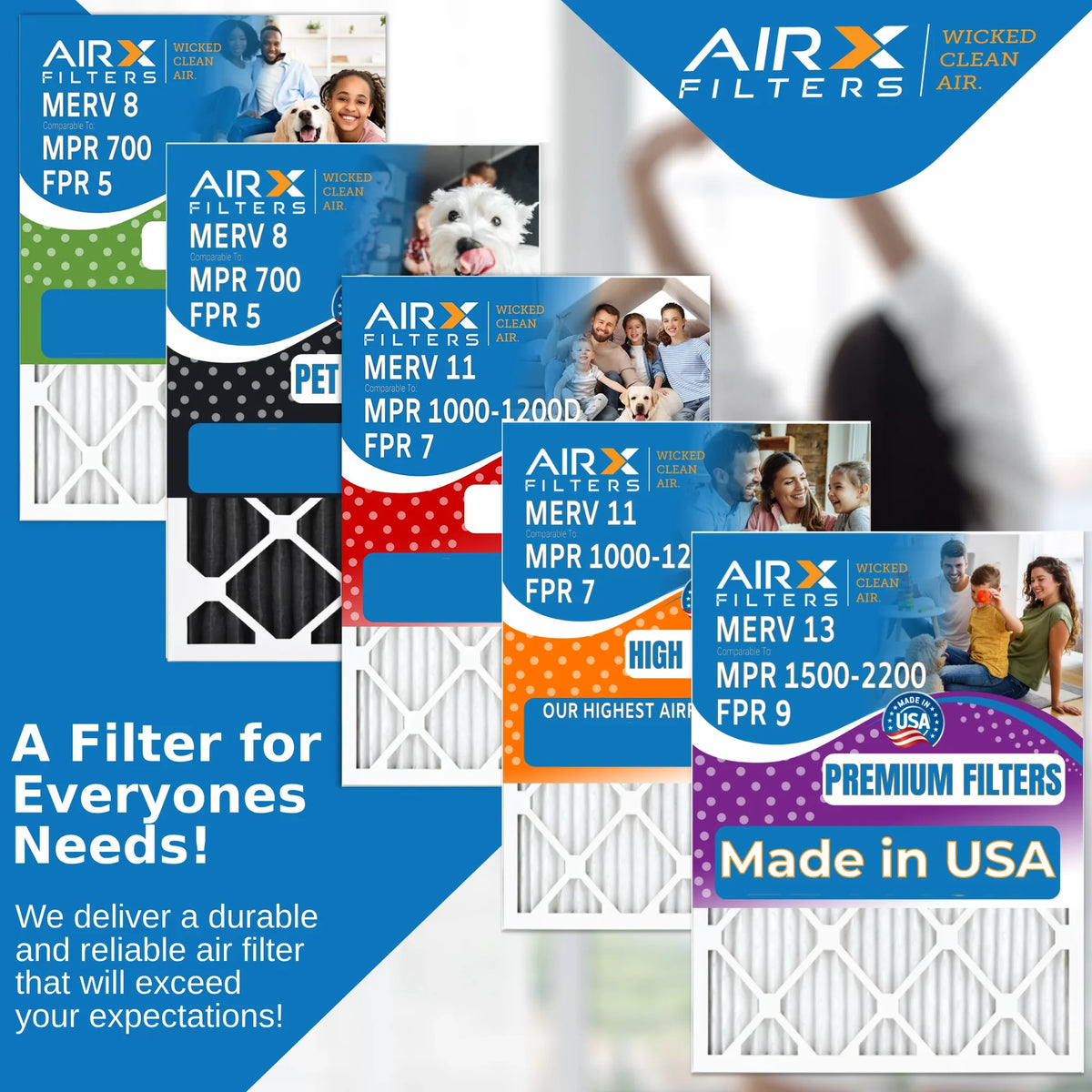 USA Comparable 700 Electrostatic Filter HVAC 8 Furnace Air 14x25x1 Air 6 5 AC by Made FILTERS Filters Premium CLEAN Filter WICKED AIR. MPR FPR MERV AIRX 14x25x1 Pack Pleated Conditioner to &