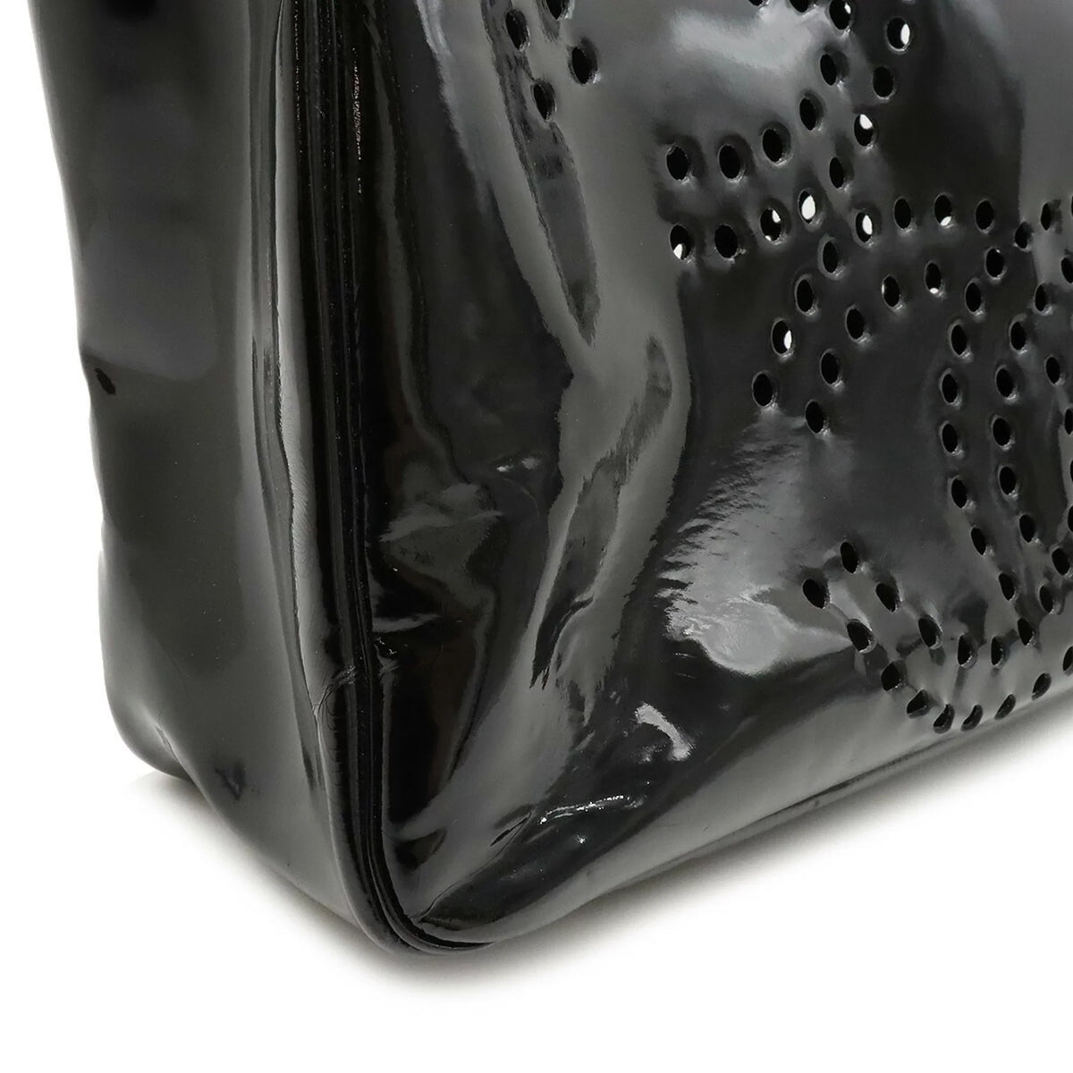 handbag black triple coco here (Good) Pre-Owned punching mark enamel