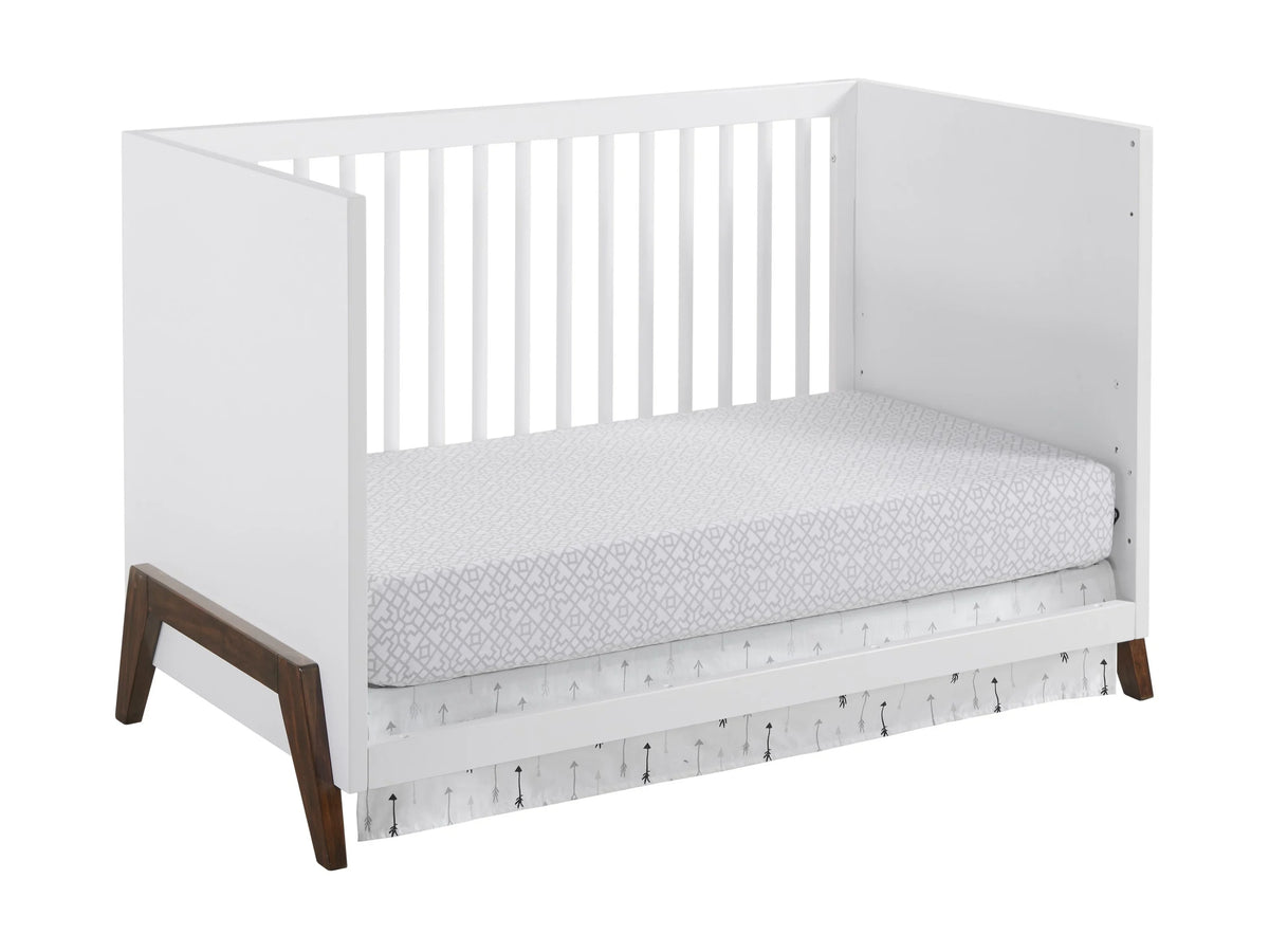 Modern & Island Walnut, Crib White 3-in-1 Wooden Oxford Mari Baby Crib, Convertible