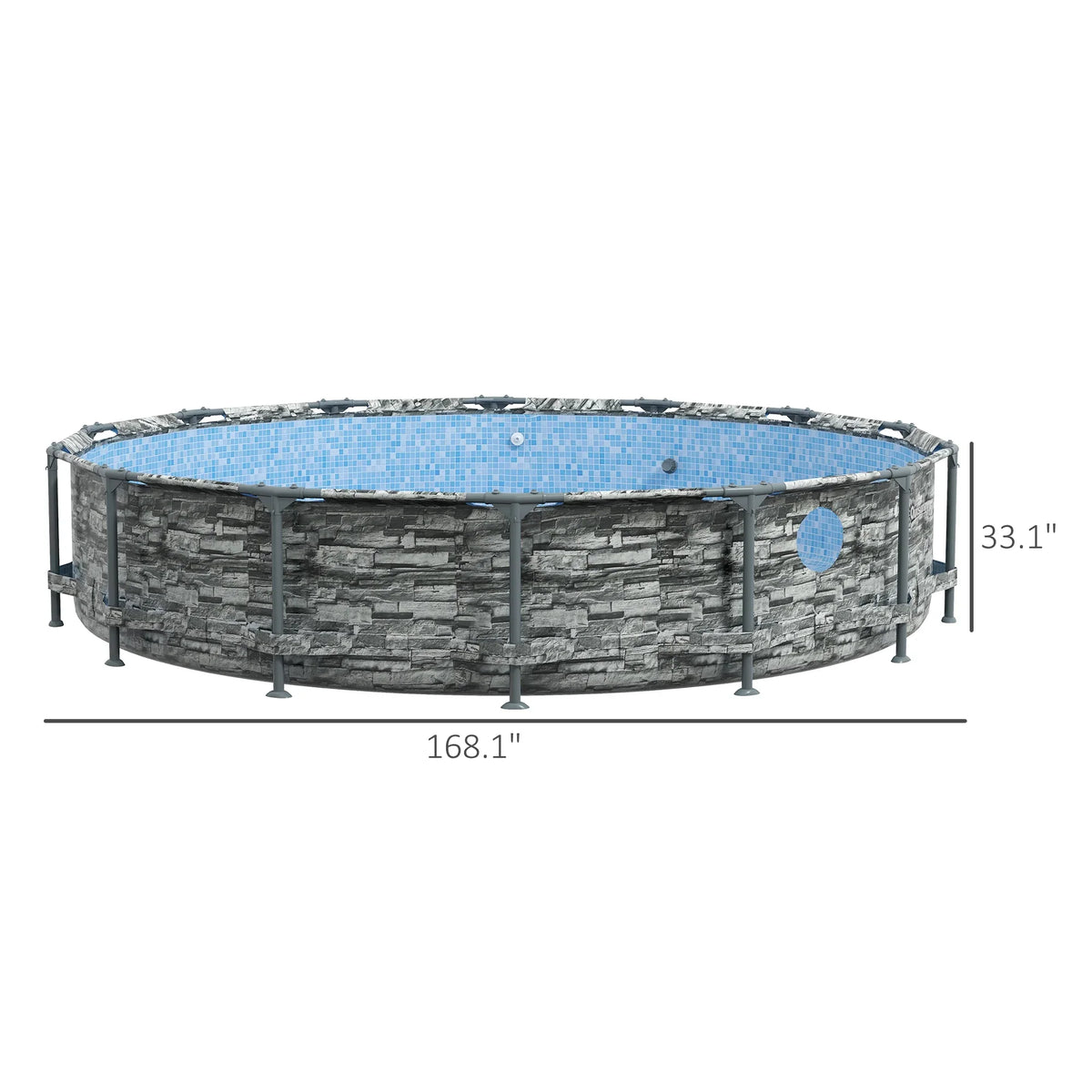 Pool, Frame Ground Above Brick with Pool Pump, 14' Steel Outsunny Filter