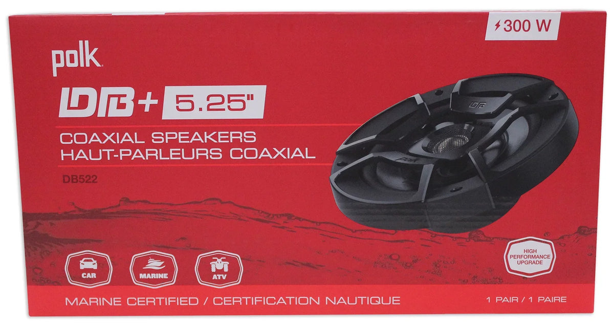 5.25" Polk Audio DB522 Car/Marine/Motorcycle 600w (2) Speakers+Speaker