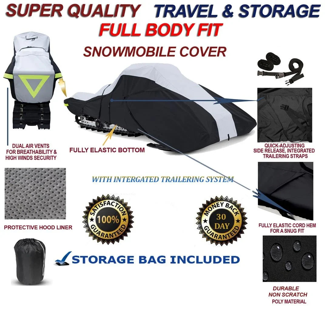 Jag Snowmachine the Fit and 440 Cat Model Denier Compatible 600 1998-1999 Travel Cover Storage for Snowmobile Full Sled. Arctic Deluxe