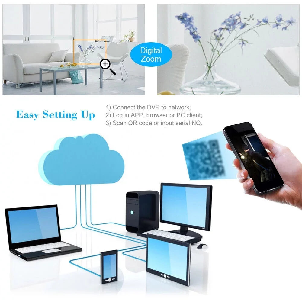 Recorder, 8CH Remote with DVR Recorder KKmoon HD Phone Video Monitoring Digital CCTV 1080P Full