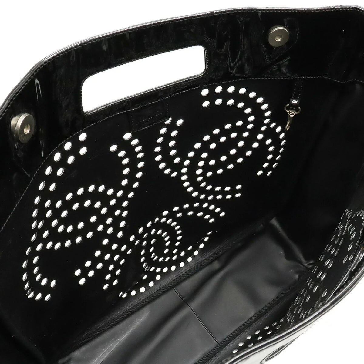handbag black triple coco here (Good) Pre-Owned punching mark enamel