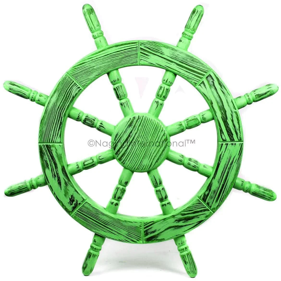Nautical Decor Junky International Exclusive Maritime Beautiful Pine | Wheel Decor Rustic Wall Green) Ship Handcrafted Inches, (48 Nagina Antique Wall