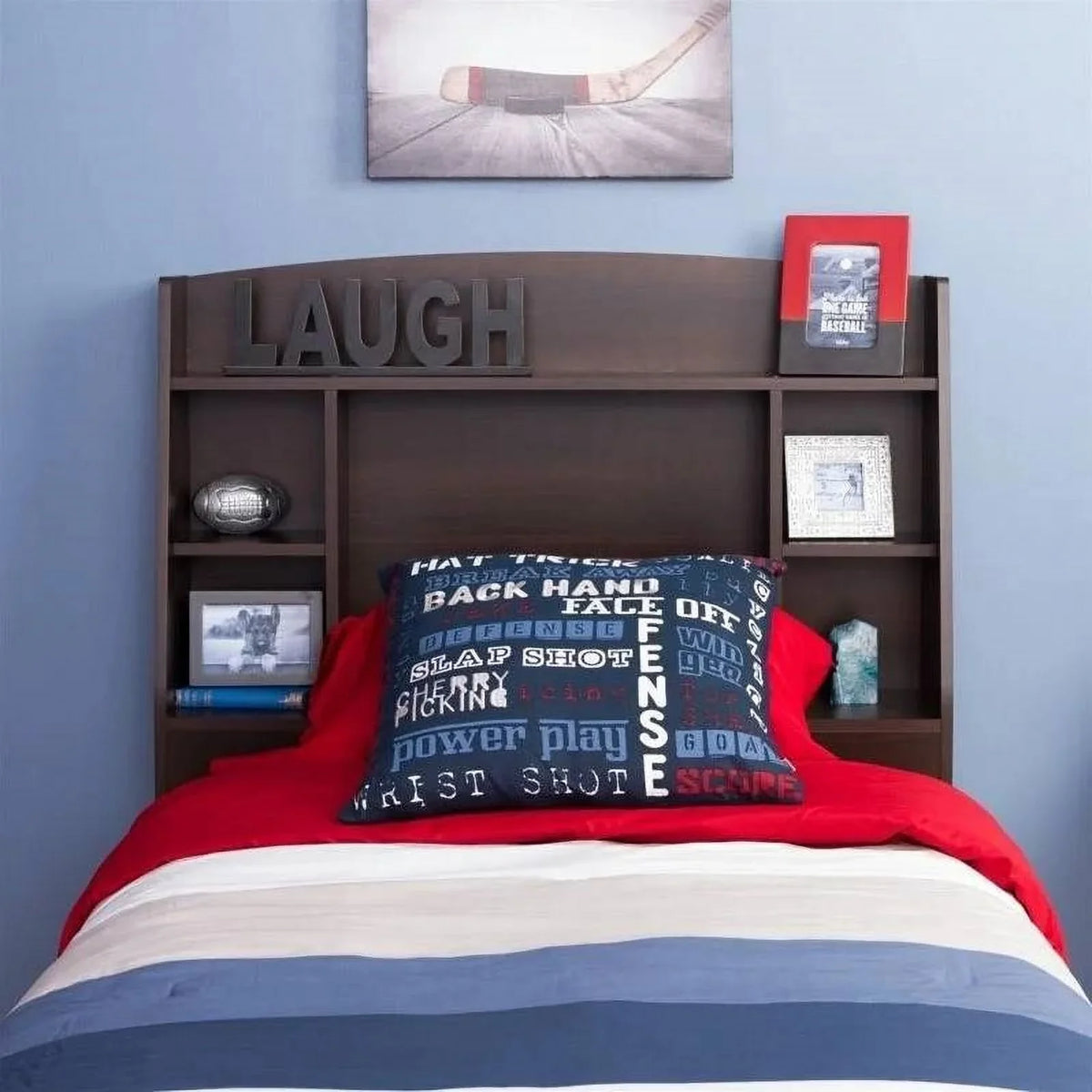 Headboard Twin Storage Espresso Wood in Bookcase dimension Finish