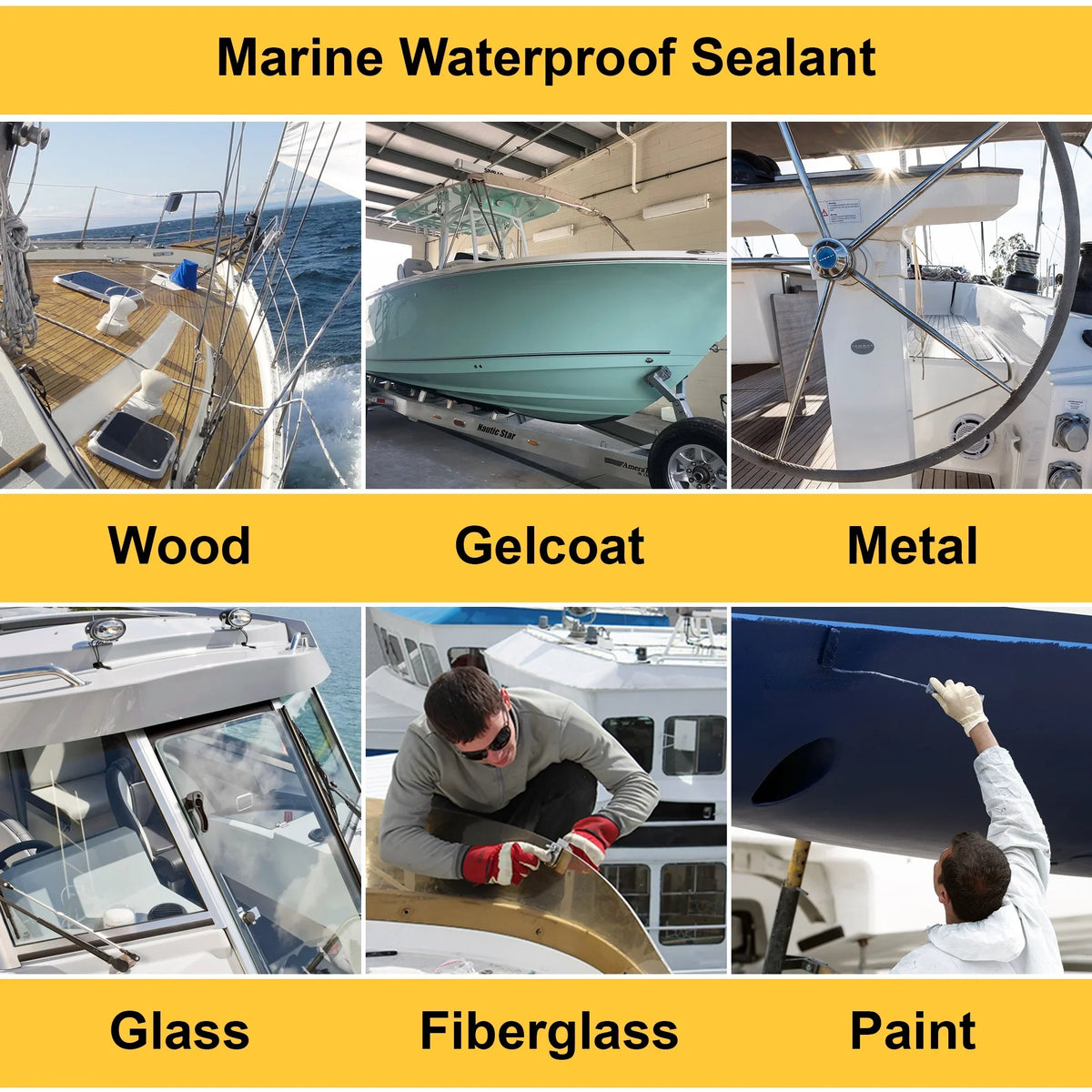 Waterline and PU Waterproof Bottle Glue 16 Marine Boats Polyurethane For Natural Below Pack) the Adhesive (1 Glue for and RVs oz. Above