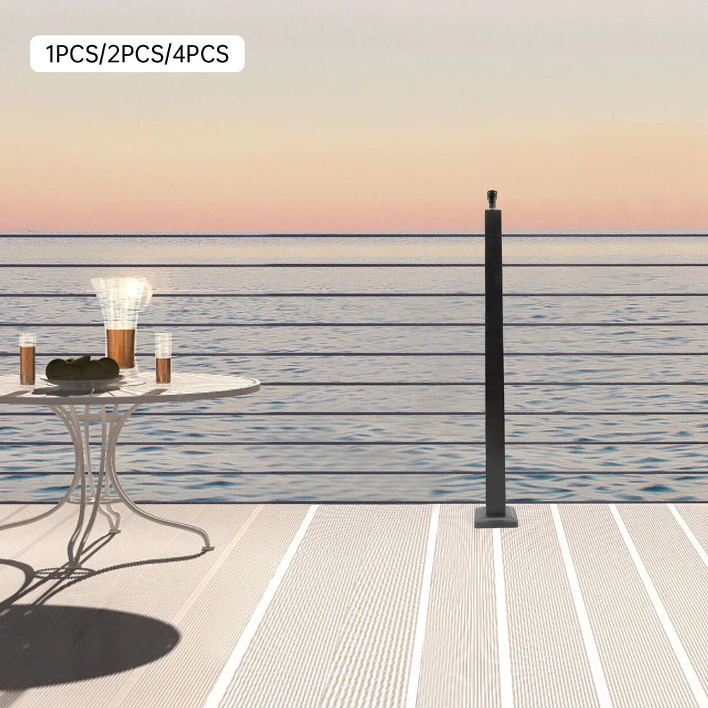 Level Cable Level 36''x2''x2'' Fence Stainless Post for Cable Square Concrete System Deck Two Post Sides Railing Railing Steel Wood Pre-Drilled